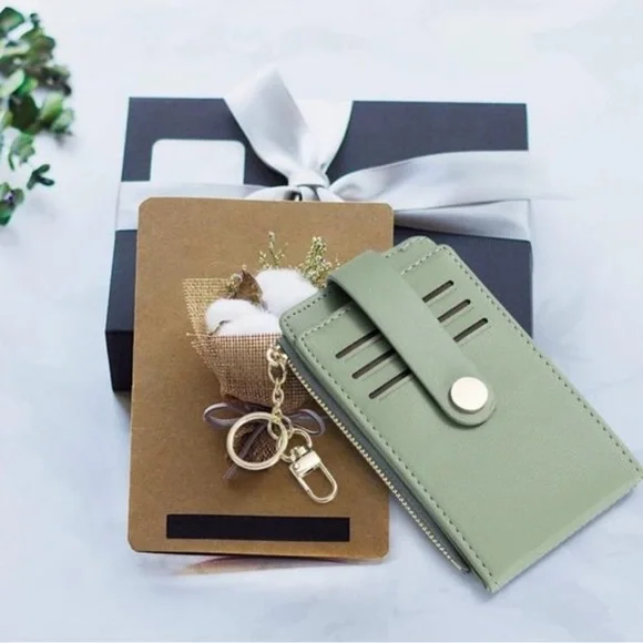 Leather Bifold RFID Blocking Credit Card Holder 1-PU Leather-Green - Picture 2 of 7